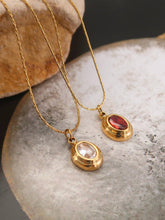 Load image into Gallery viewer, Gem Non-Tarnish Necklace: available in Crystal Clear or Ruby Red