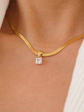 Load image into Gallery viewer, Blanc de Blanc Non-Tarnish Necklace: Square or Round Pendant