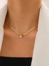 Load image into Gallery viewer, Blanc de Blanc Non-Tarnish Necklace: Square or Round Pendant