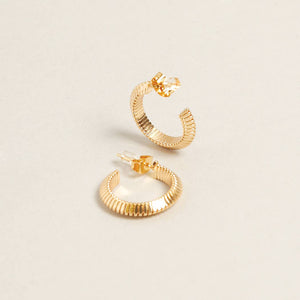 14K Gold Dipped Textured Hoops