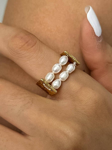 Oceano Non-Tarnish Beaded Pearl Ring