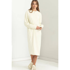 ROMANIN’ MIDI SWEATSHIRT DRESS in CREAM